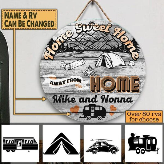 Home Sweet Home - Round Wooden Door Sign